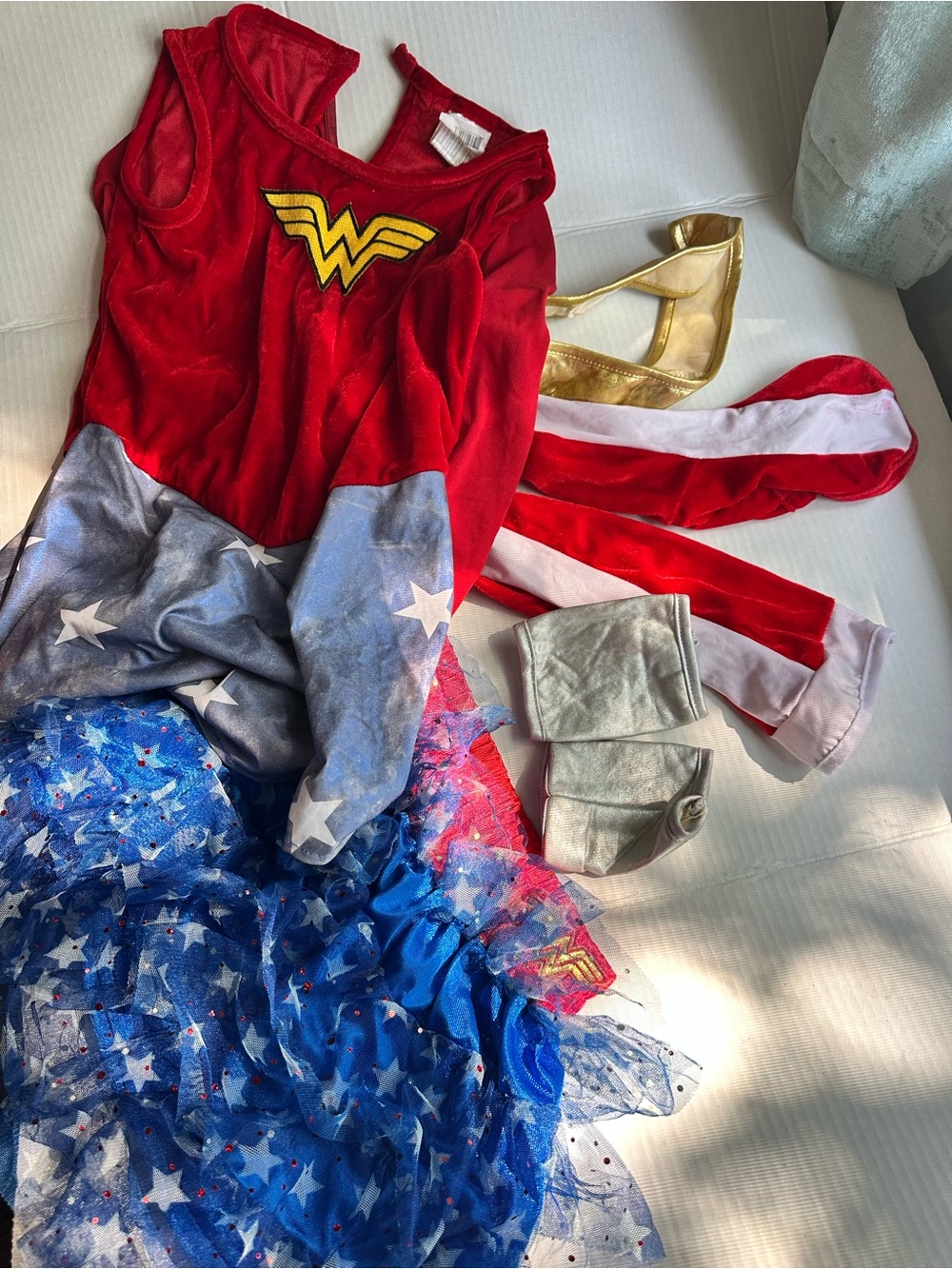 Wonder Woman Inspired Kids Costume Dress - Red, Blue, Gold size 10